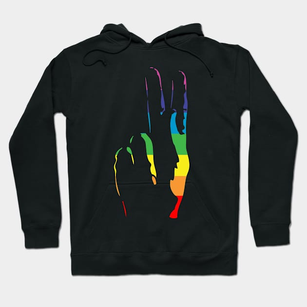 rainbow pride peace sign Hoodie by chromatosis